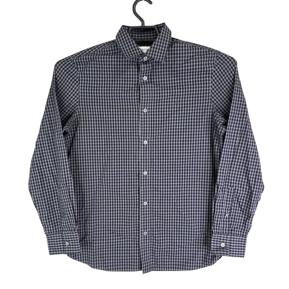 Mens Calvin Klein Navy & Gray Plaid Shirt Long Sleeve Button Down Size S - Picture 1 of 8